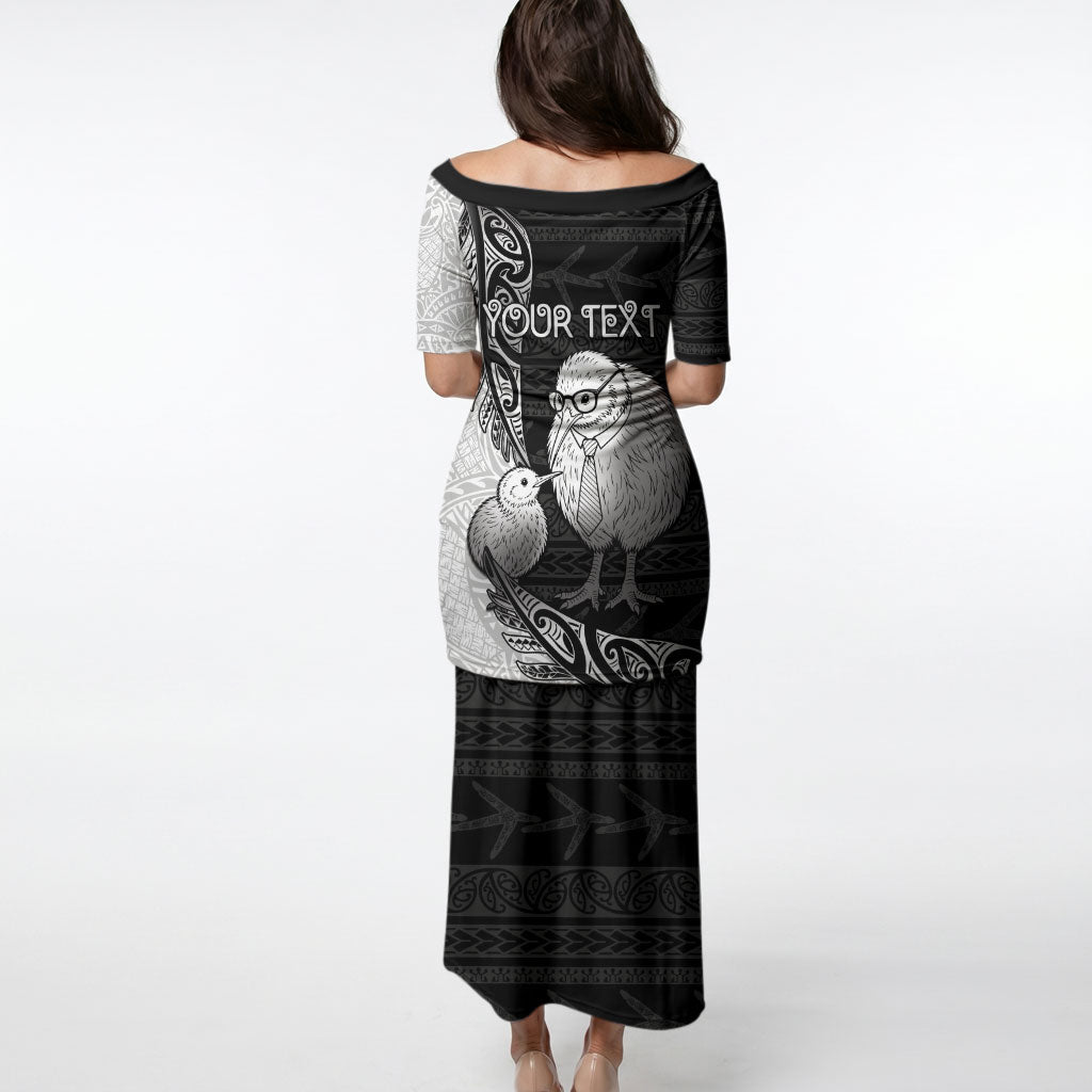 Personalised New Zealand Father's Day Puletasi Papa Kiwi Bird Tribal Pattern