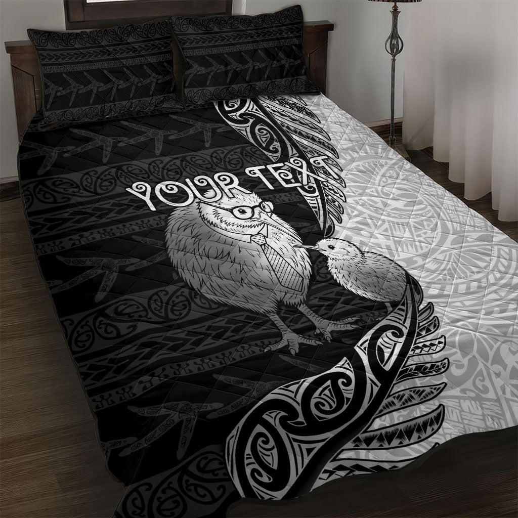 Personalised New Zealand Father's Day Quilt Bed Set Papa Kiwi Bird Tribal Pattern