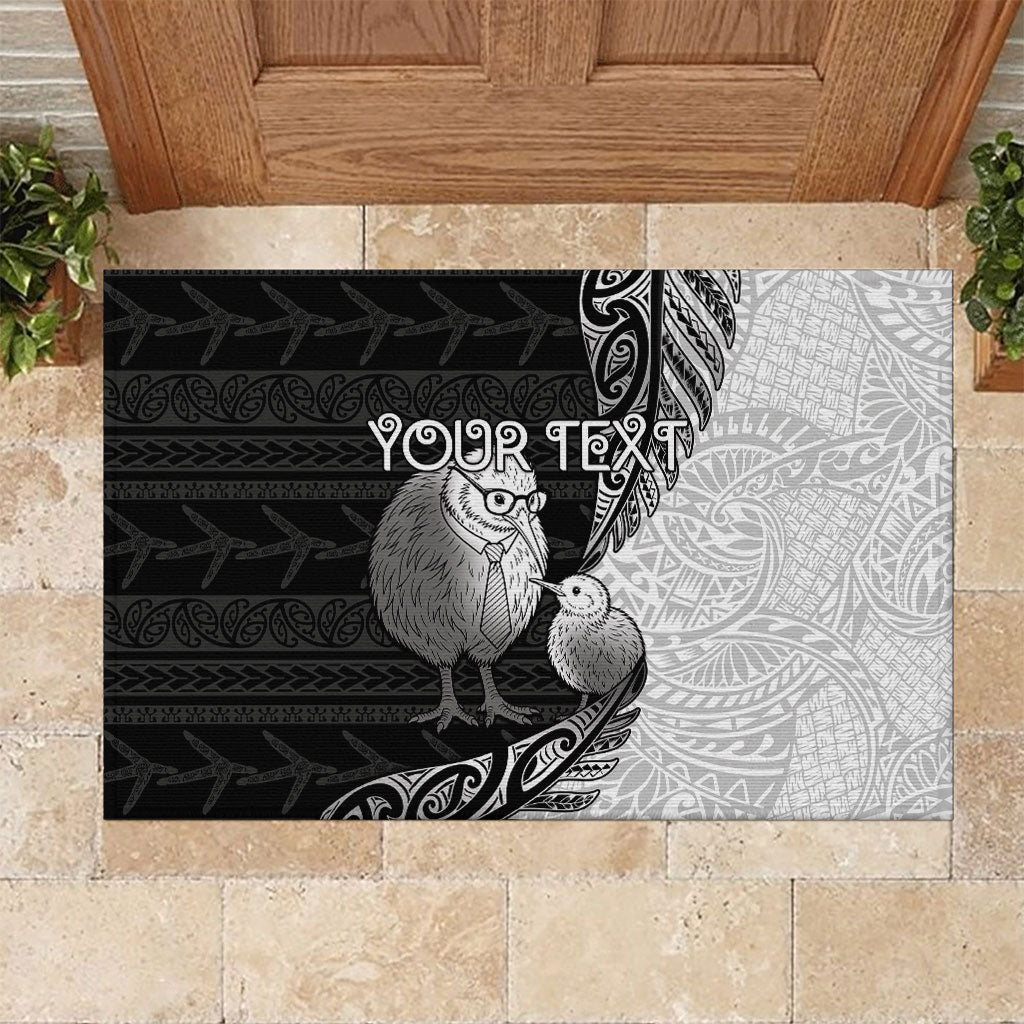 Personalised New Zealand Father's Day Rubber Doormat Papa Kiwi Bird Tribal Pattern