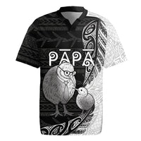 Personalised New Zealand Father's Day Rugby Jersey Papa Kiwi Bird Tribal Pattern
