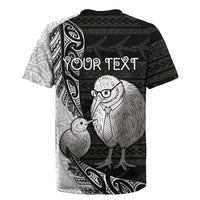Personalised New Zealand Father's Day Rugby Jersey Papa Kiwi Bird Tribal Pattern
