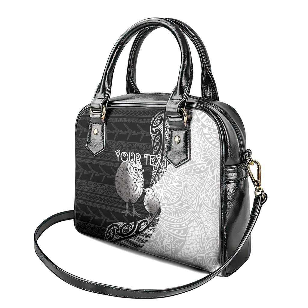 Personalised New Zealand Father's Day Shoulder Handbag Papa Kiwi Bird Tribal Pattern