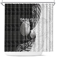 Personalised New Zealand Father's Day Shower Curtain Papa Kiwi Bird Tribal Pattern