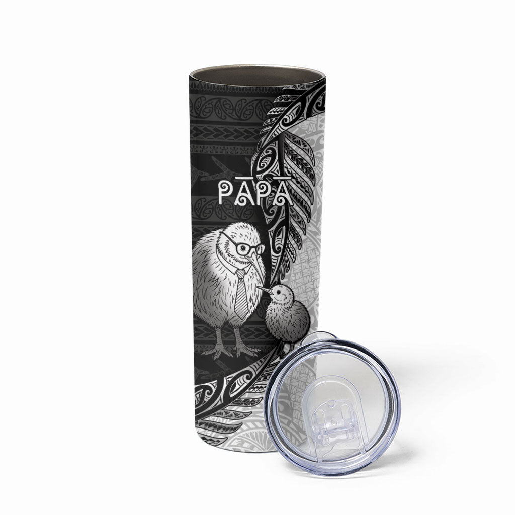 Personalised New Zealand Father's Day Skinny Tumbler Papa Kiwi Bird Tribal Pattern