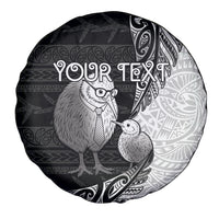 Personalised New Zealand Father's Day Spare Tire Cover Papa Kiwi Bird Tribal Pattern
