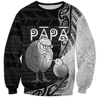 Personalised New Zealand Father's Day Sweatshirt Papa Kiwi Bird Tribal Pattern