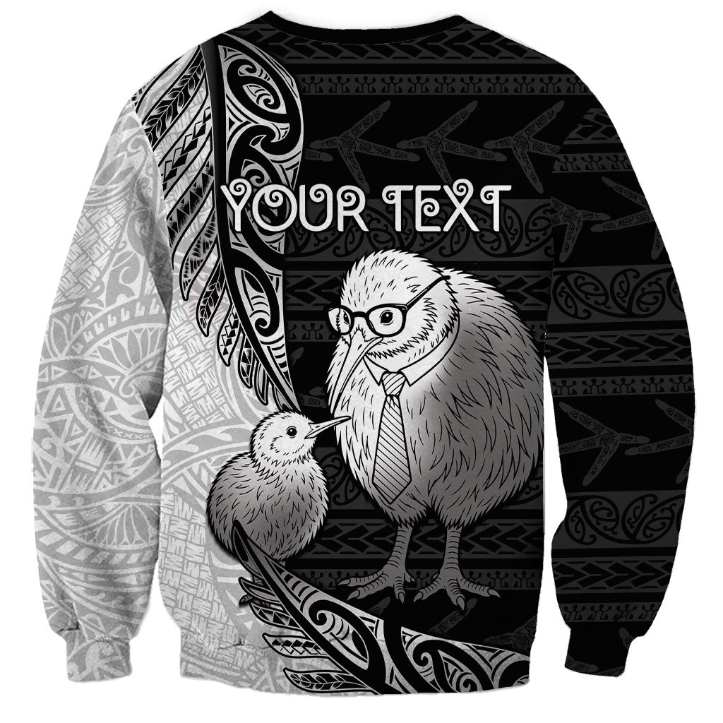 Personalised New Zealand Father's Day Sweatshirt Papa Kiwi Bird Tribal Pattern