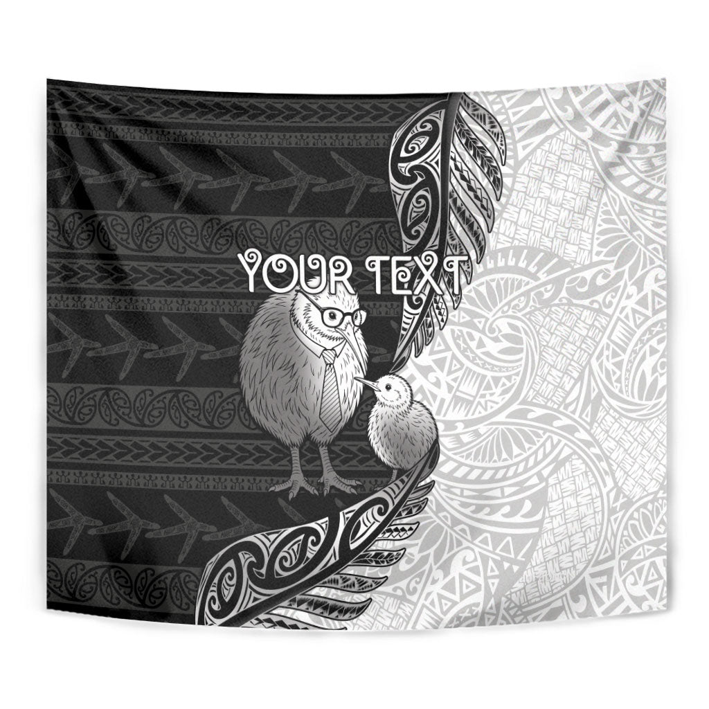 Personalised New Zealand Father's Day Tapestry Papa Kiwi Bird Tribal Pattern
