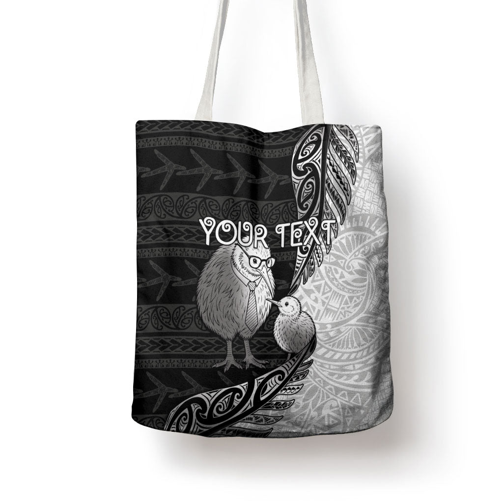 Personalised New Zealand Father's Day Tote Bag Papa Kiwi Bird Tribal Pattern