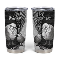Personalised New Zealand Father's Day Tumbler Cup Papa Kiwi Bird Tribal Pattern