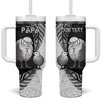 Personalised New Zealand Father's Day Tumbler With Handle Papa Kiwi Bird Tribal Pattern
