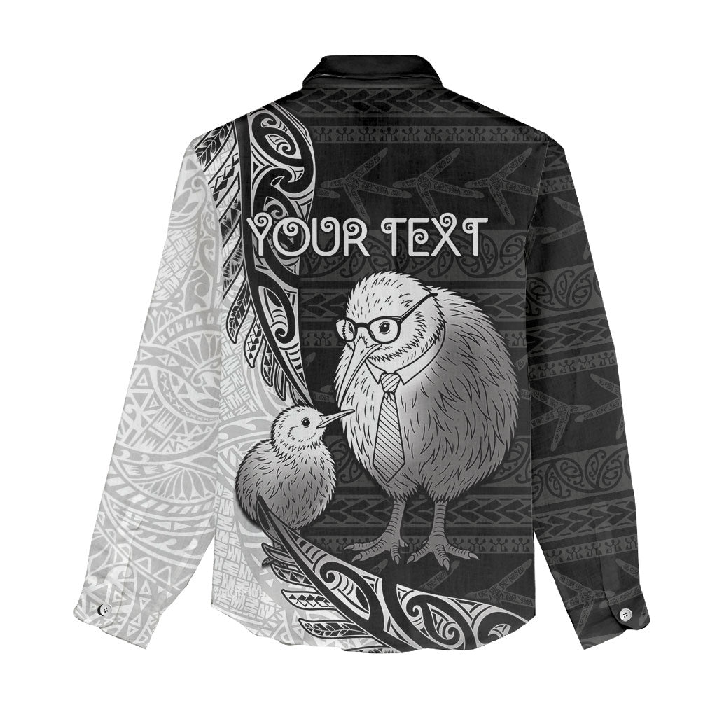 Personalised New Zealand Father's Day Women Casual Shirt Papa Kiwi Bird Tribal Pattern