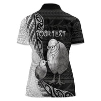 Personalised New Zealand Father's Day Women Polo Shirt Papa Kiwi Bird Tribal Pattern