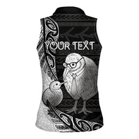 Personalised New Zealand Father's Day Women Sleeveless Polo Shirt Papa Kiwi Bird Tribal Pattern