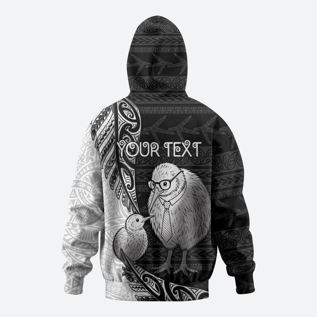 Personalised New Zealand Father's Day Zip Hoodie Papa Kiwi Bird Tribal Pattern
