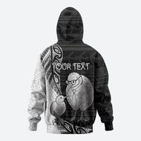 Personalised New Zealand Father's Day Zip Hoodie Papa Kiwi Bird Tribal Pattern
