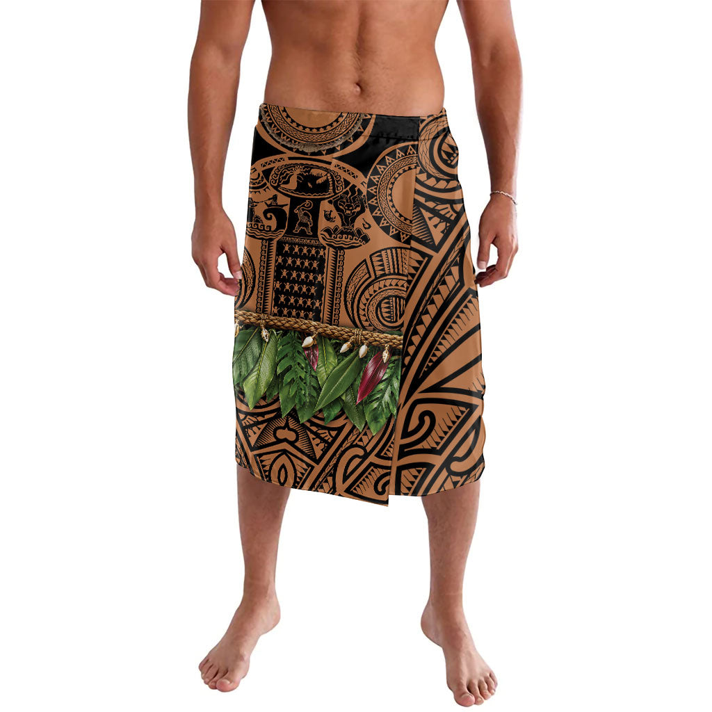 Polynesia Maui Tattoo Inspired Lavalava Tropical Leaf Skirt Costume DT05 Beige - Polynesian Pride