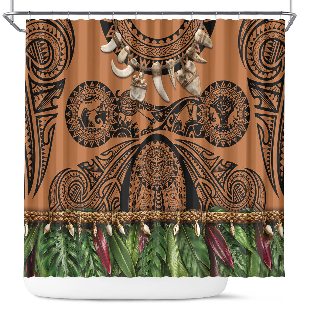 Polynesia Maui Tattoo Inspired Shower Curtain Tropical Leaf Skirt Costume