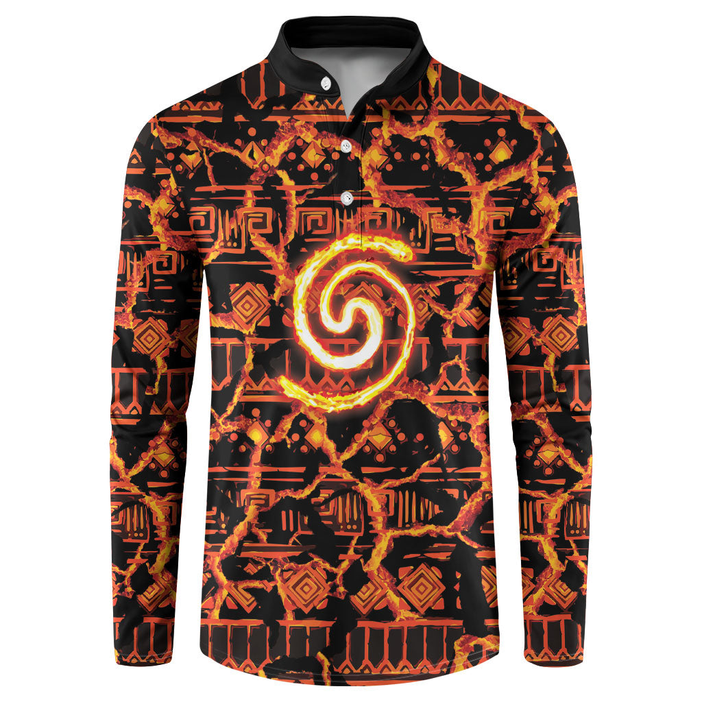 Polynesia Lava Monster Cosplay Button Sweatshirt Fiery Glowing Volcano Crack Pattern DT05 Red - Polynesian Pride