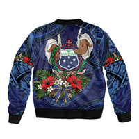 Samoa Manuia Le Kerisimasi Bomber Jacket Jesus Hands Bethlehem Star Hibiscus DT05 - Polynesian Pride
