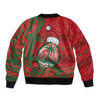 Guam Christmas Bomber Jacket Chamorro Seal Hat Santa Tribal Waves - Polynesian Pride
