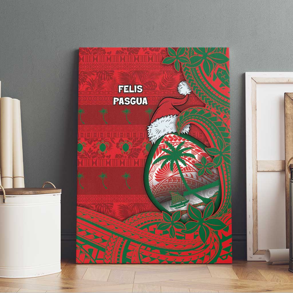 Guam Christmas Canvas Wall Art Chamorro Seal Hat Santa Tribal Waves - Polynesian Pride