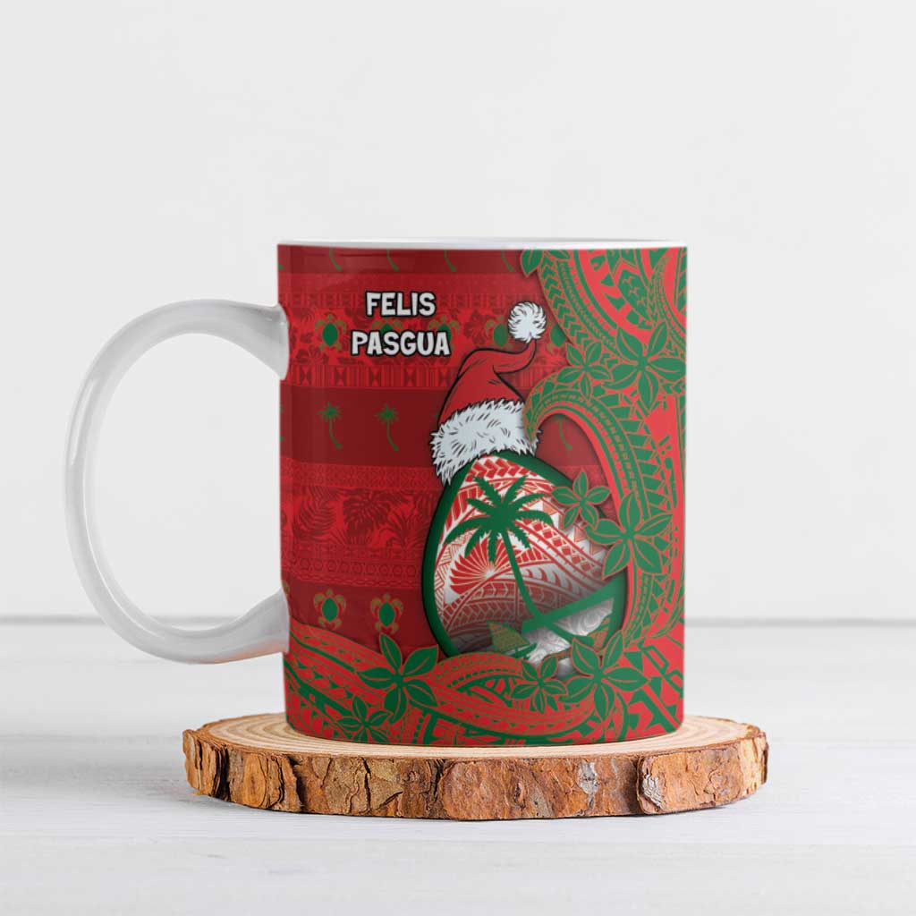 Guam Christmas Ceramic Mug Chamorro Seal Hat Santa Tribal Waves - Polynesian Pride
