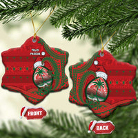 Guam Christmas Ceramic Ornament Chamorro Seal Hat Santa Tribal Waves - Polynesian Pride