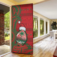 Guam Christmas Door Cover Chamorro Seal Hat Santa Tribal Waves - Polynesian Pride