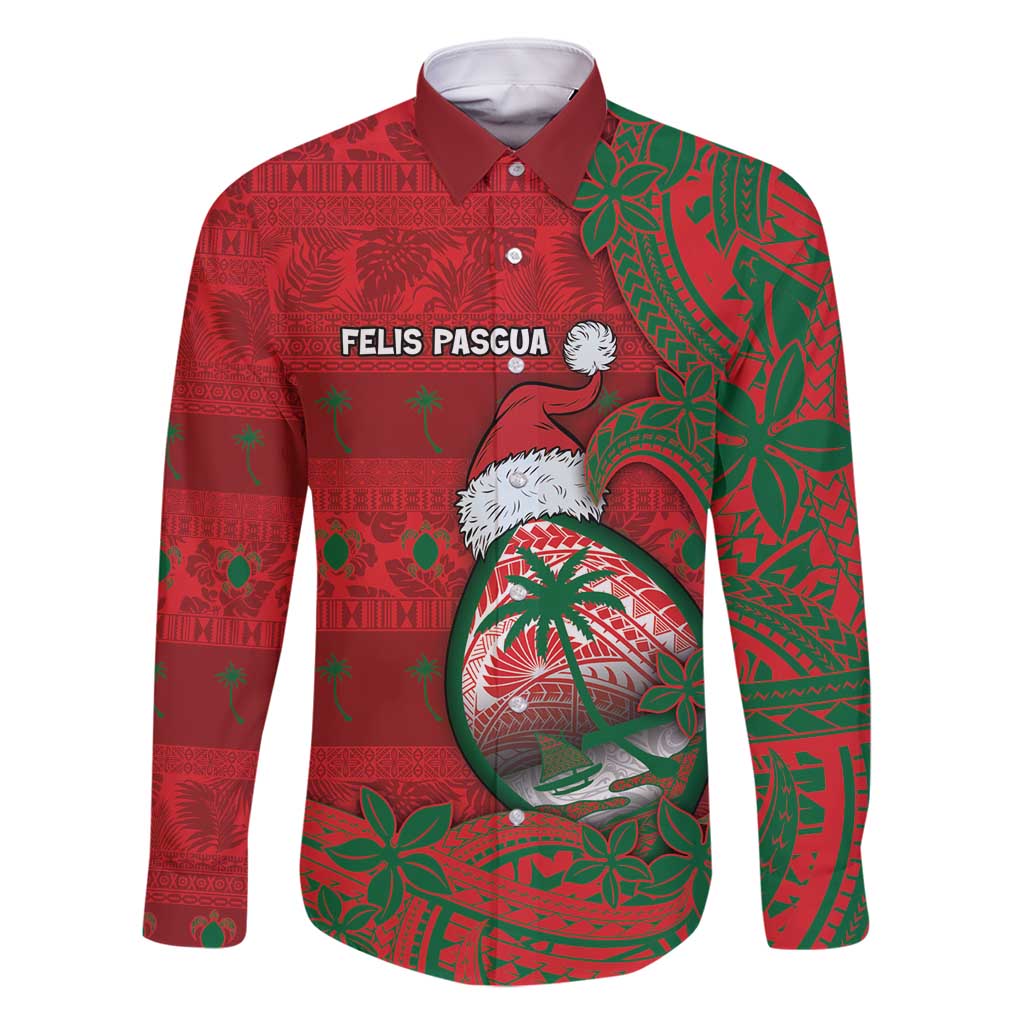 Guam Christmas Family Matching Summer Maxi Dress and Hawaiian Shirt Chamorro Seal Hat Santa Tribal Waves - Polynesian Pride