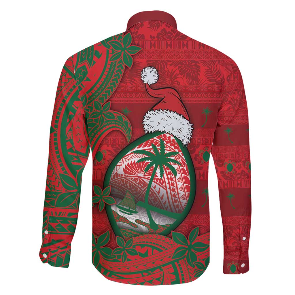 Guam Christmas Family Matching Summer Maxi Dress and Hawaiian Shirt Chamorro Seal Hat Santa Tribal Waves - Polynesian Pride