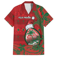 Guam Christmas Hawaiian Shirt Chamorro Seal Hat Santa Tribal Waves - Polynesian Pride