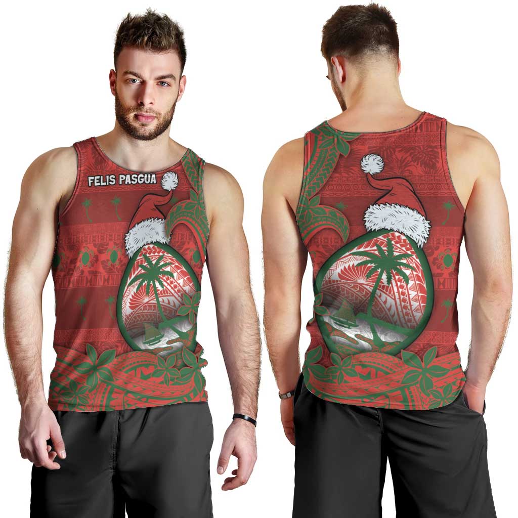 Guam Christmas Men Tank Top Chamorro Seal Hat Santa Tribal Waves - Polynesian Pride