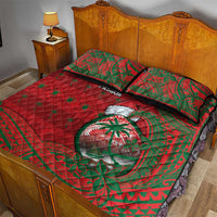 Guam Christmas Quilt Bed Set Chamorro Seal Hat Santa Tribal Waves - Polynesian Pride