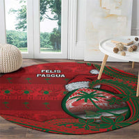 Guam Christmas Round Carpet Chamorro Seal Hat Santa Tribal Waves - Polynesian Pride