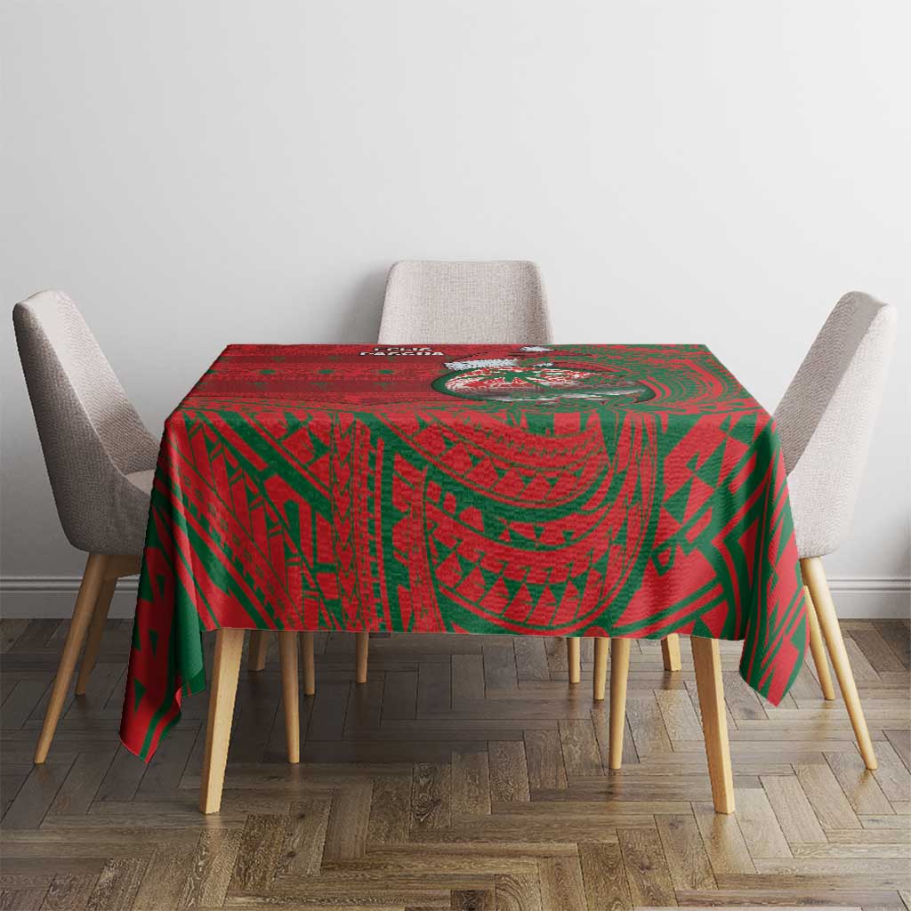 Guam Christmas Tablecloth Chamorro Seal Hat Santa Tribal Waves - Polynesian Pride
