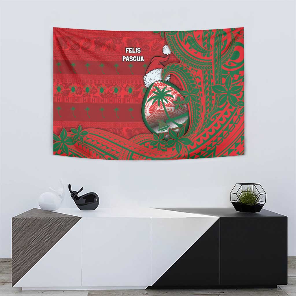 Guam Christmas Tapestry Chamorro Seal Hat Santa Tribal Waves - Polynesian Pride