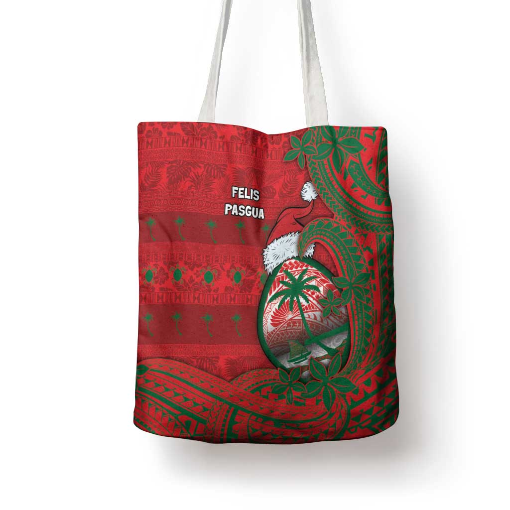 Guam Christmas Tote Bag Chamorro Seal Hat Santa Tribal Waves - Polynesian Pride