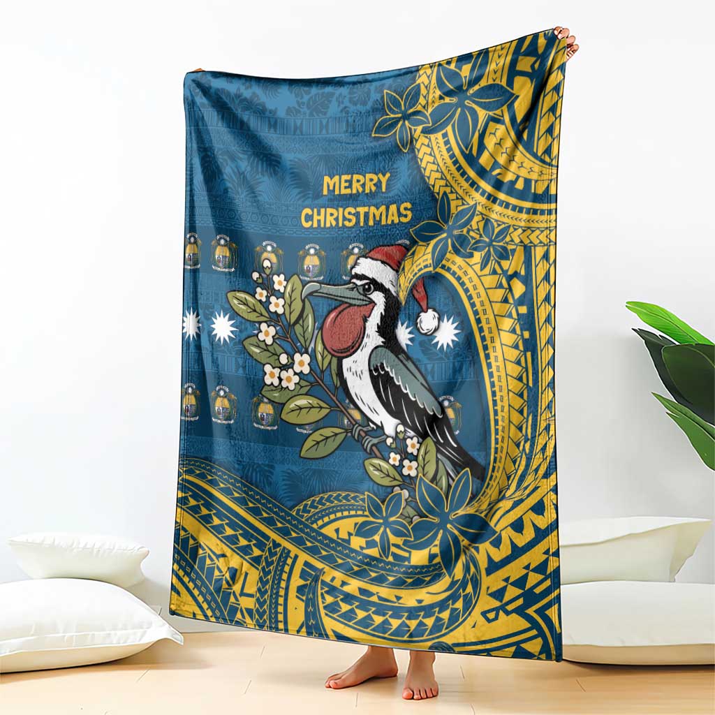 Nauru Christmas Blanket Frigatebird Bird Santa Tribal Waves - Polynesian Pride