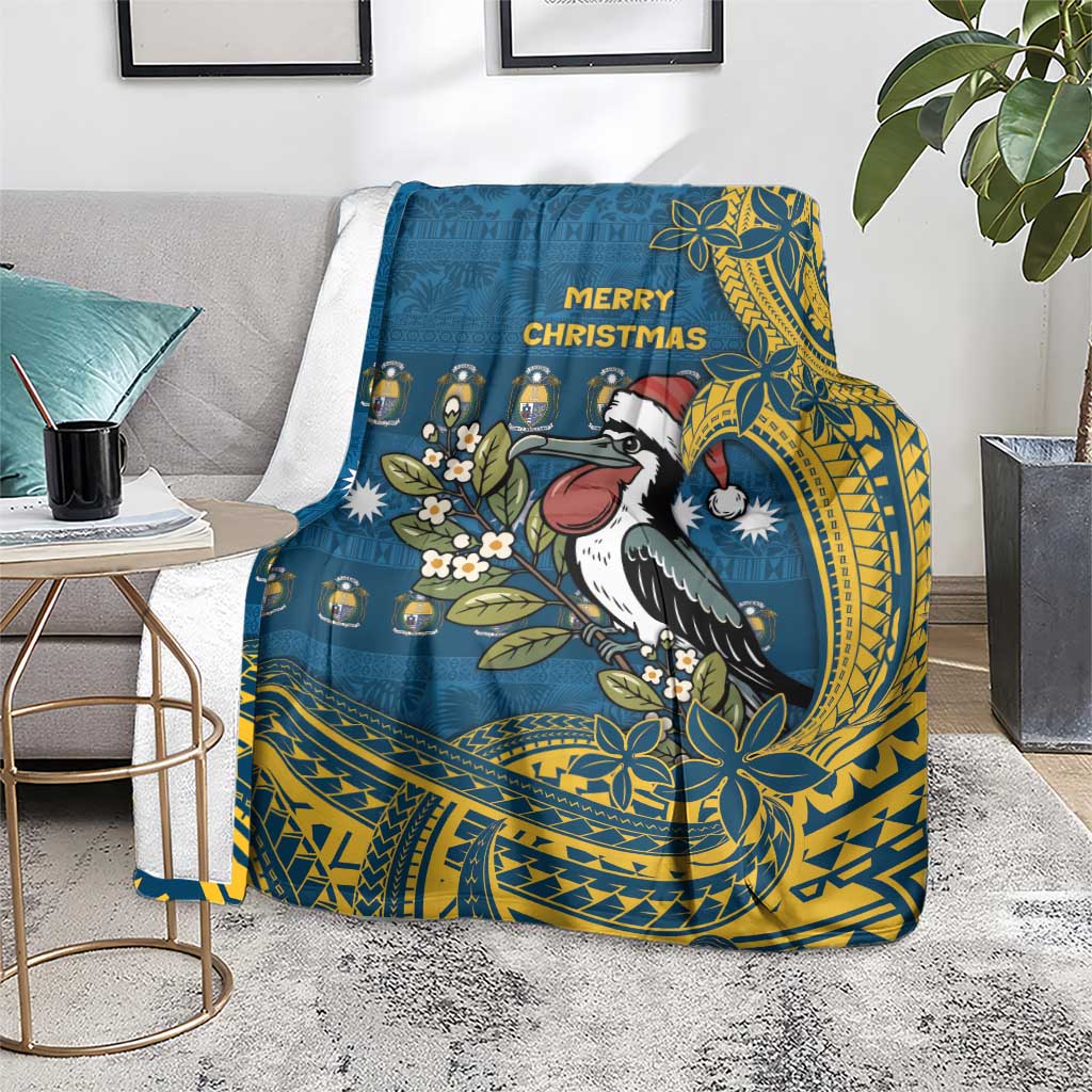 Nauru Christmas Blanket Frigatebird Bird Santa Tribal Waves - Polynesian Pride