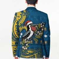 Nauru Christmas Blazer Frigatebird Bird Santa Tribal Waves - Polynesian Pride