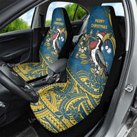 Nauru Christmas Car Seat Cover Frigatebird Bird Santa Tribal Waves - Polynesian Pride