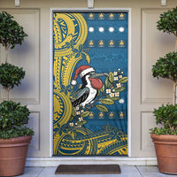 Nauru Christmas Door Cover Frigatebird Bird Santa Tribal Waves - Polynesian Pride
