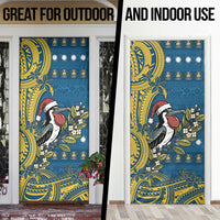 Nauru Christmas Door Cover Frigatebird Bird Santa Tribal Waves - Polynesian Pride
