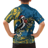 Nauru Christmas Family Matching Puletasi and Hawaiian Shirt Frigatebird Bird Santa Tribal Waves - Polynesian Pride