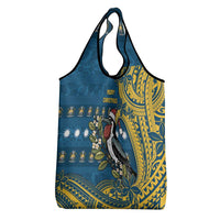 Nauru Christmas Grocery Bag Frigatebird Bird Santa Tribal Waves - Polynesian Pride