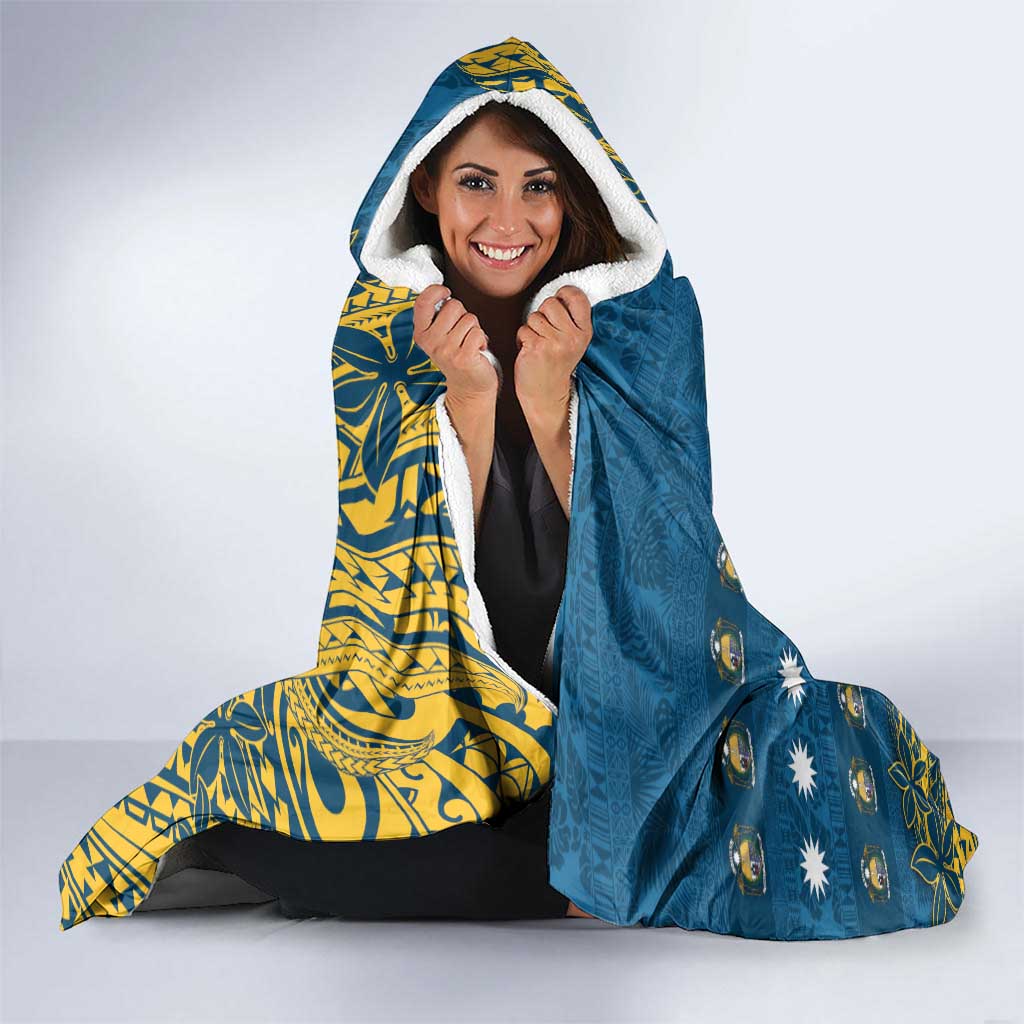 Nauru Christmas Hooded Blanket Frigatebird Bird Santa Tribal Waves - Polynesian Pride