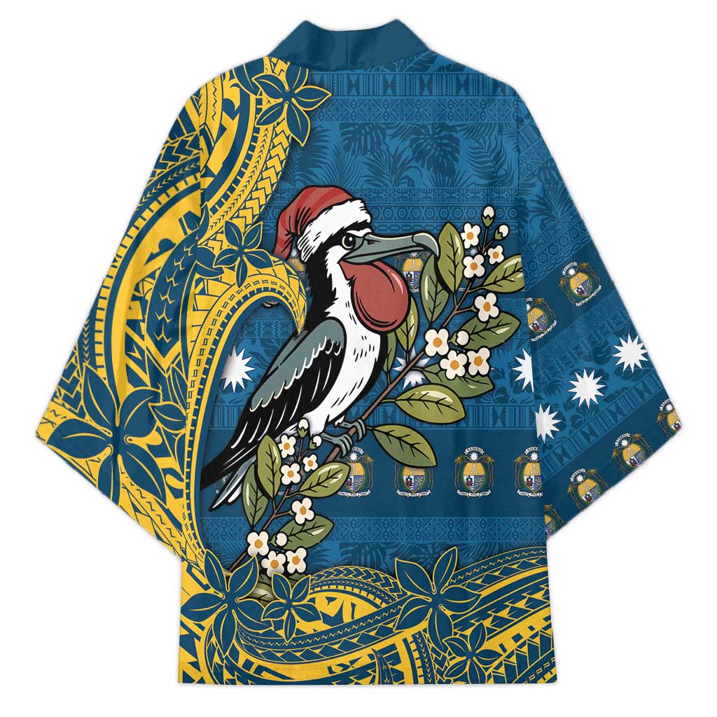 Nauru Christmas Kimono Frigatebird Bird Santa Tribal Waves - Polynesian Pride