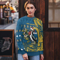 Nauru Christmas Ugly Christmas Sweater Frigatebird Bird Santa Tribal Waves - Polynesian Pride