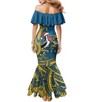 Nauru Christmas Mermaid Dress Frigatebird Bird Santa Tribal Waves - Polynesian Pride